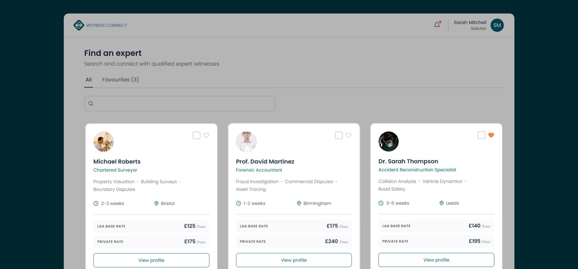 Find an Expert search screen